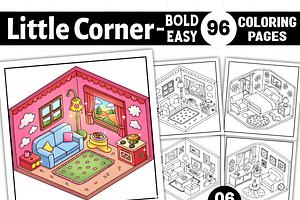 Bold Easy Little Corner Coloring, a Decorative Illustration by Ink Gallery