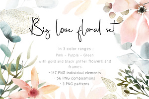 Loose floral & gold glitter