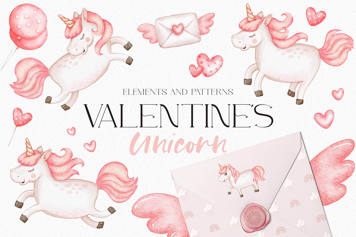 Valentine's Unicorn Set, an Illustration by Eva Katerina (Photo 1 of 8)