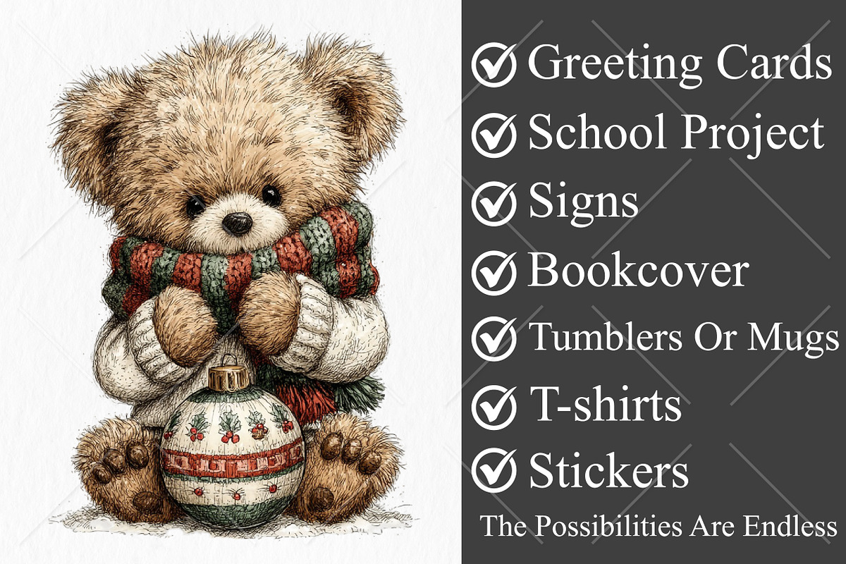 Whimsical Christmas Animals Clipart, a Seasonal Illustration by Canvas Craft (Photo 3 of 10)