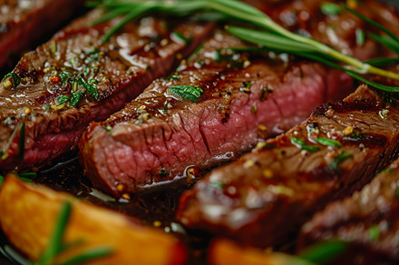A detailed shot of a steak placed on, a Photo by Iftikhar Alam