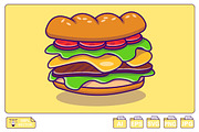 Long Sandwich Cartoon Vector, a Food Illustration by Artstorystudio (Thumbnail 1 of 3)