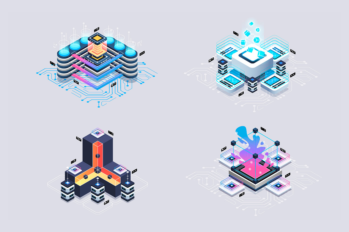 Set isometric illustrations for web., a Technology Illustration by Andrew_Derr (Photo 2 of 5)