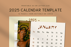 2025 CALENDAR CANVA TEMPLATE, a Stationery Template by The Little Lily Studio