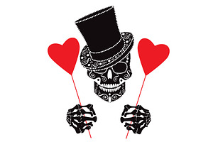 Valentines Day With Skull Icon PNG