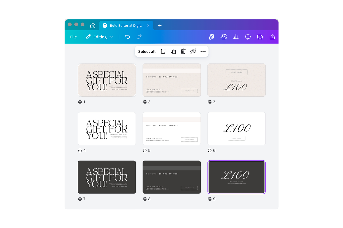 Editorial Gift Card Template Canva, a Marketing Template by LePosey Studio (Photo 5 of 7)