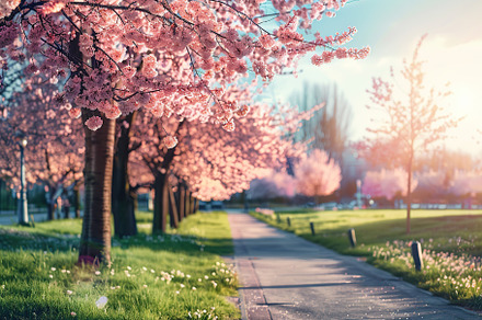 Beautifully sakura trees in the park, a Nature Photo by AlyaAnd