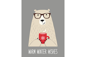 Cute Retro Hand Drawn Christmas Card