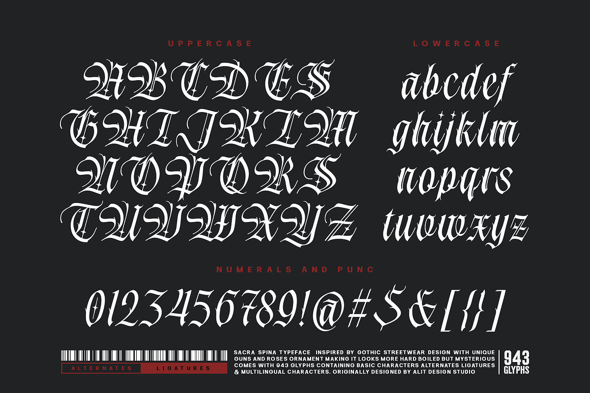 Sacra Spina Typeface, a Blackletter Font by alit design (Photo 8 of 20)