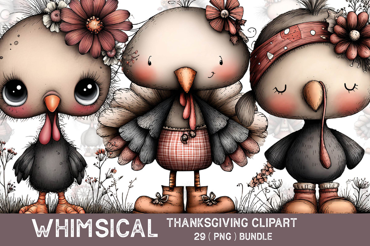 Whimsical Thanksgiving Clipart, an Illustration by CreationArt (Photo 1 of 5)