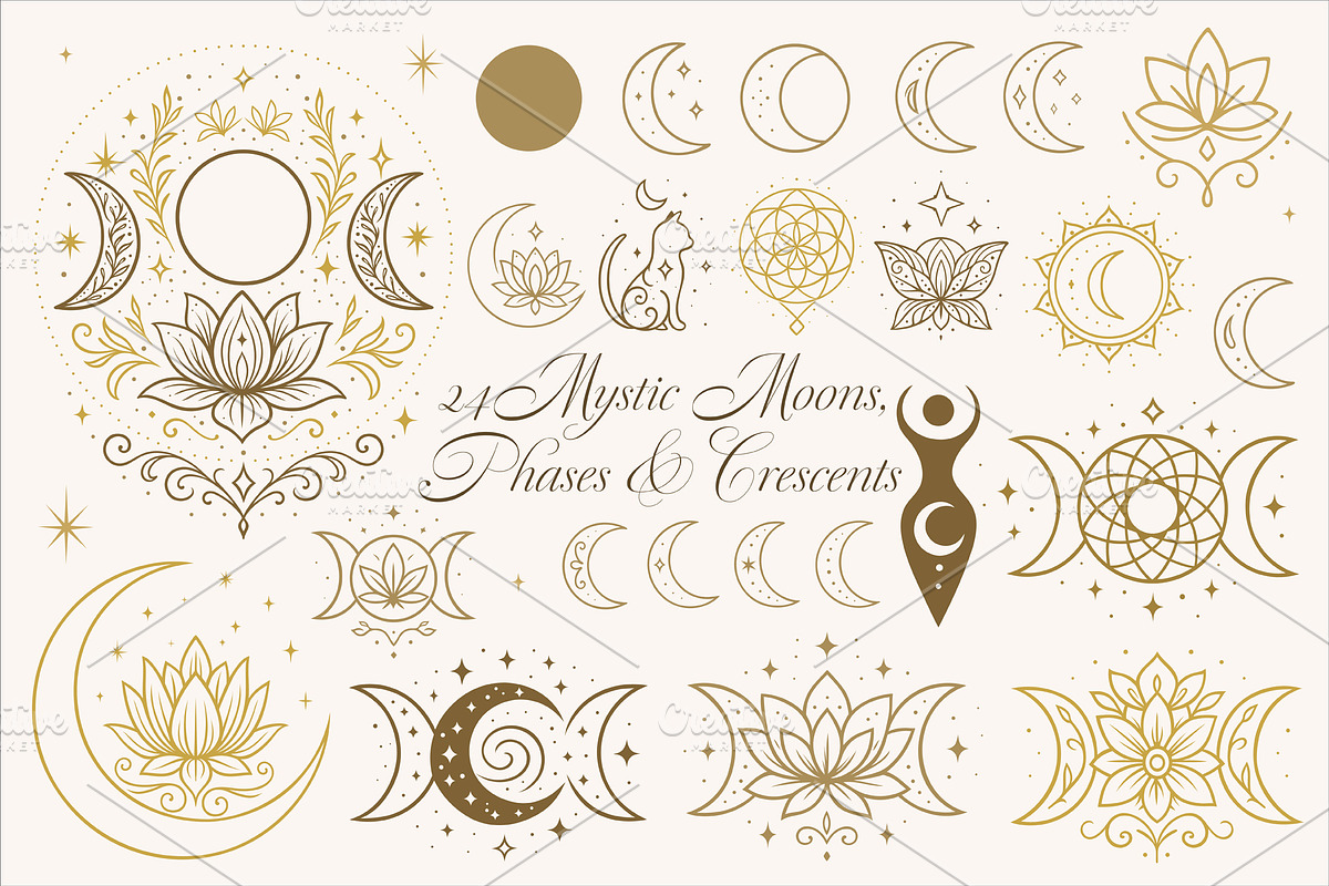 Mystic Lotus & Moon Ornaments, an Object Graphic by Christine Krahl (Photo 11 of 16)