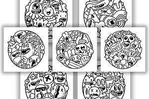 DOODLE In CIRCLE COLORING PAGE