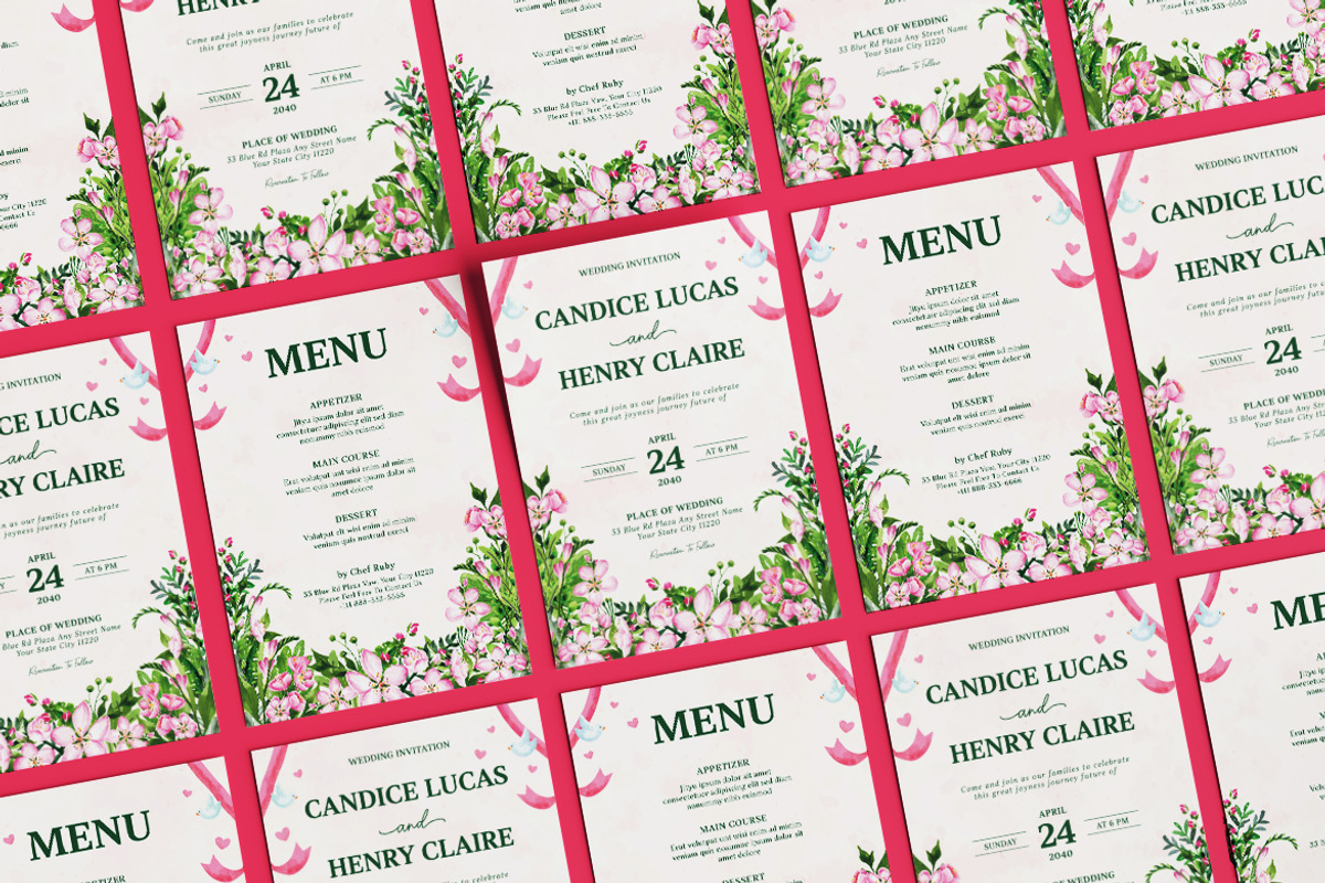 Floraline Wedding Invitation, an Invitation Template by dokudokunomi (Photo 4 of 4)