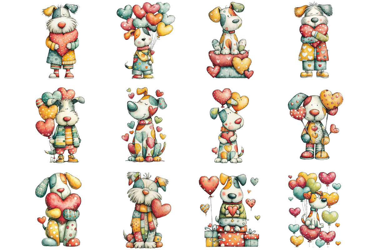Valentine's Day Dogs Clipart, an Illustration by Designking (Photo 2 of 5)