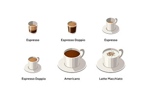 Isometric Set Of Coffee Types