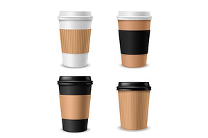 Cups Coffee Paper. Realistic