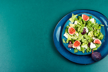 Salad with figs, herbs and cheese., a Food & Drink Photo by MLunov MLunov