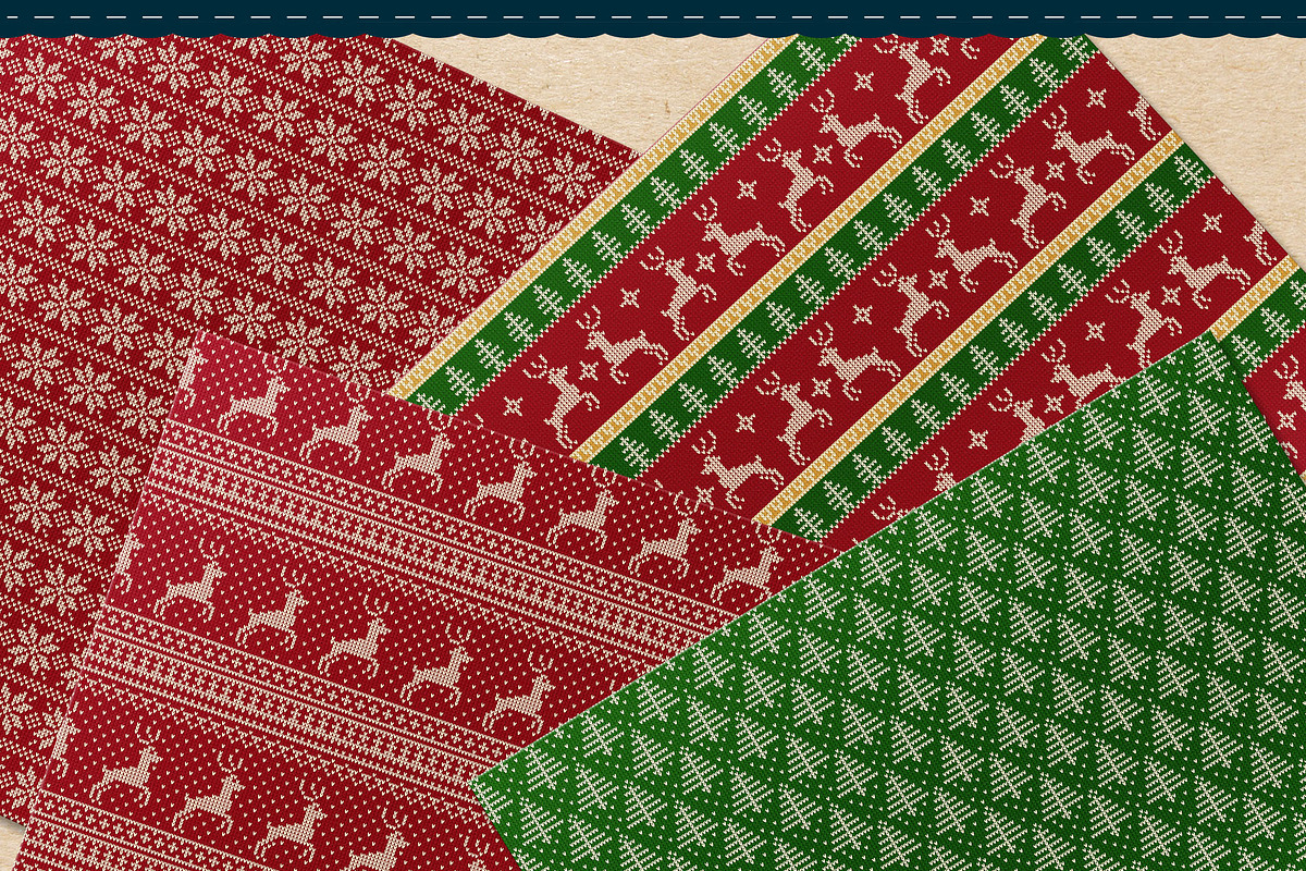 Ugly red and green Christmas sweater, a Pattern Graphic by Roofdog Design