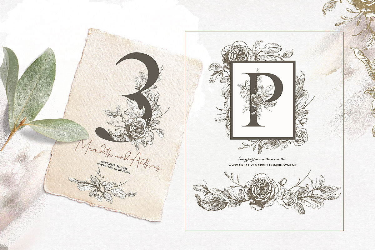 Floral Vintage Alphabet | Monograms, an Illustration by Tinydew (Photo 3 of 7)