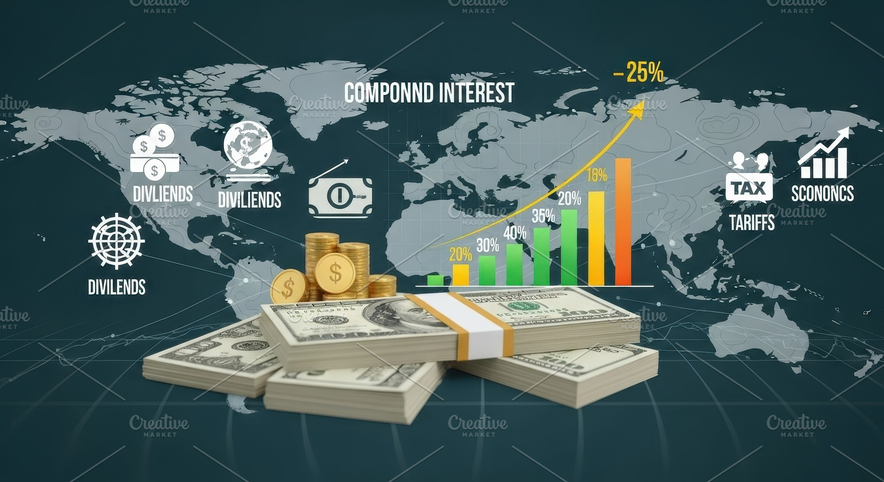 Compound Interest Growth Global Fina, a Photo by Pixeness Studio