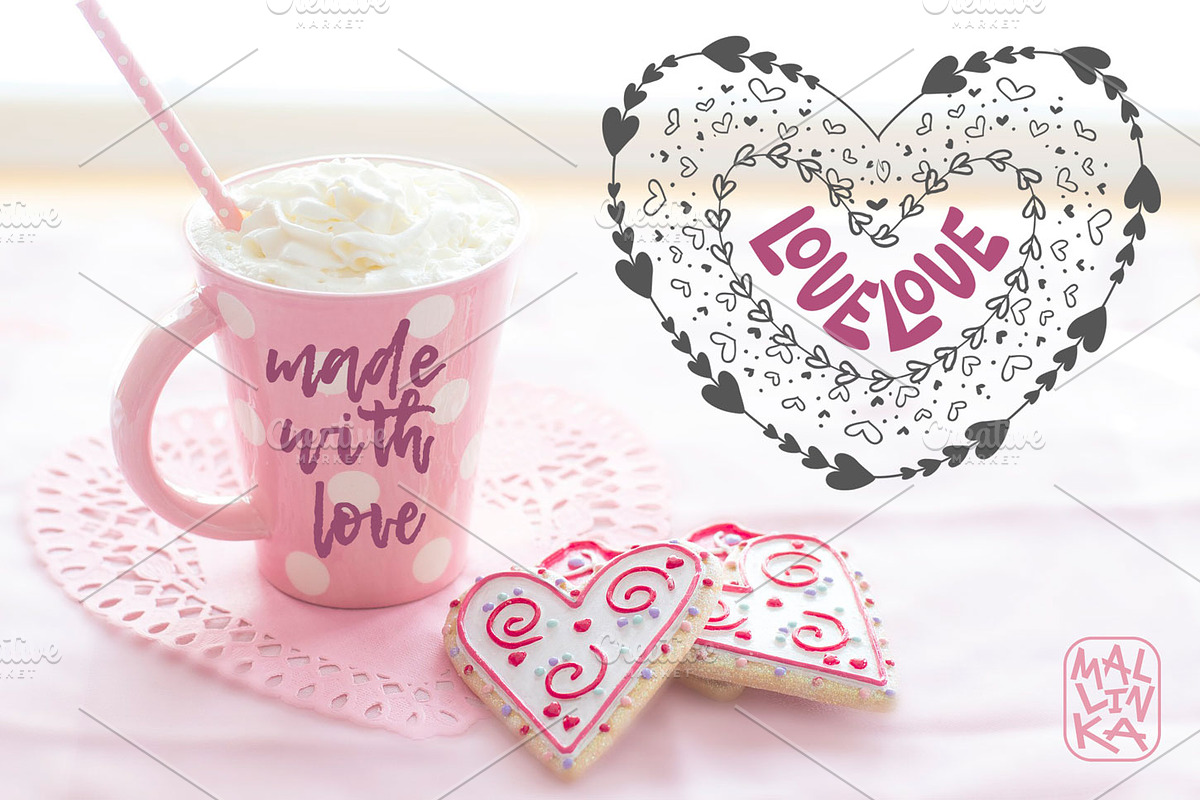 60 Hand Drawn Romantic Pattern Brush, a Brush Add-On by Mallinka (Photo 12 of 12)