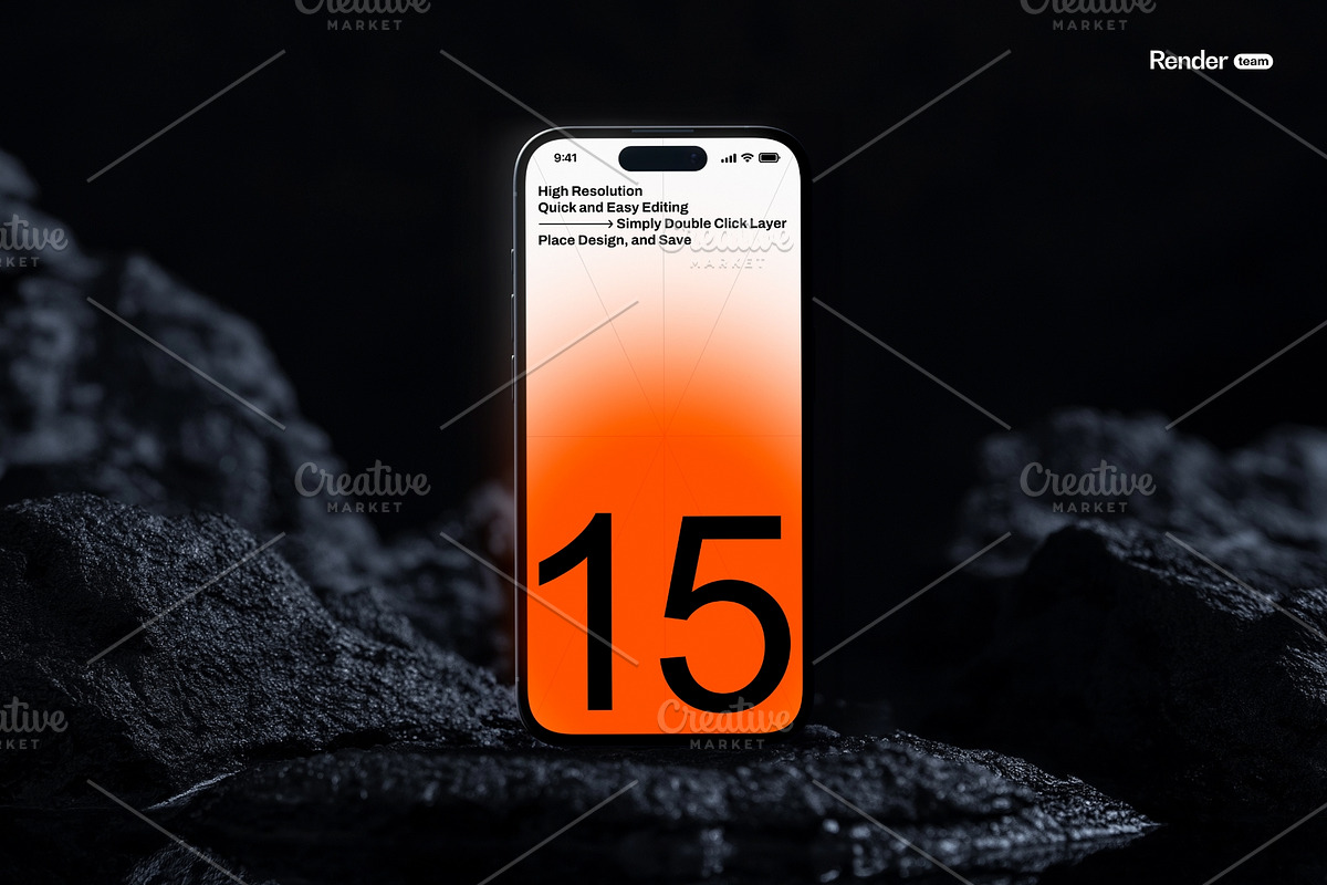 iPhone 15 Pro Mockup, an iPhone Mockup by Renderteam (Photo 9 of 10)