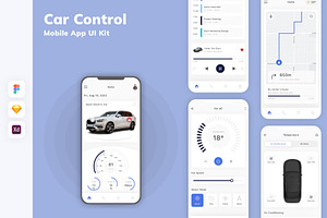 Car Control Mobile App UI Kit, an UI Kit Template by uicube