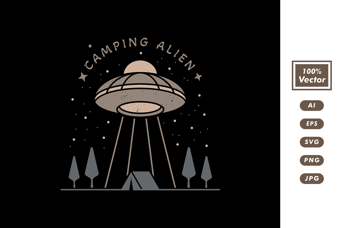 Camping Alien Illustration, an Object Illustration by mouze_art