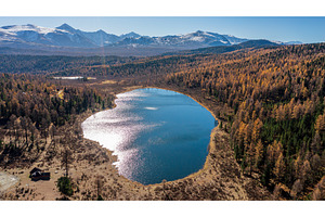 Aerial view of Lake Kidelyu, Altai, a Nature Photo by Fascinadora