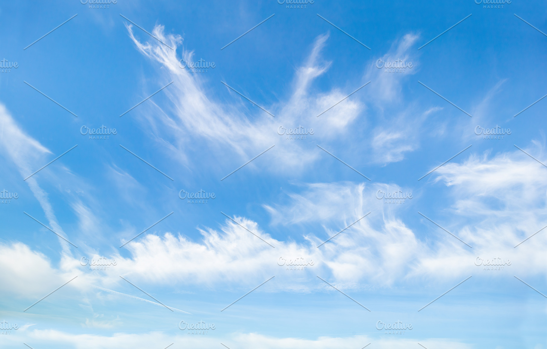 Blue sky with white soft clouds., a Nature Photo by Shootdiem