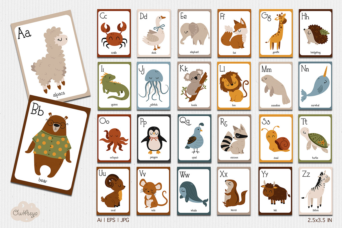 Animals alphabet collection, an Animal Illustration by owlasya (Photo 8 of 12)