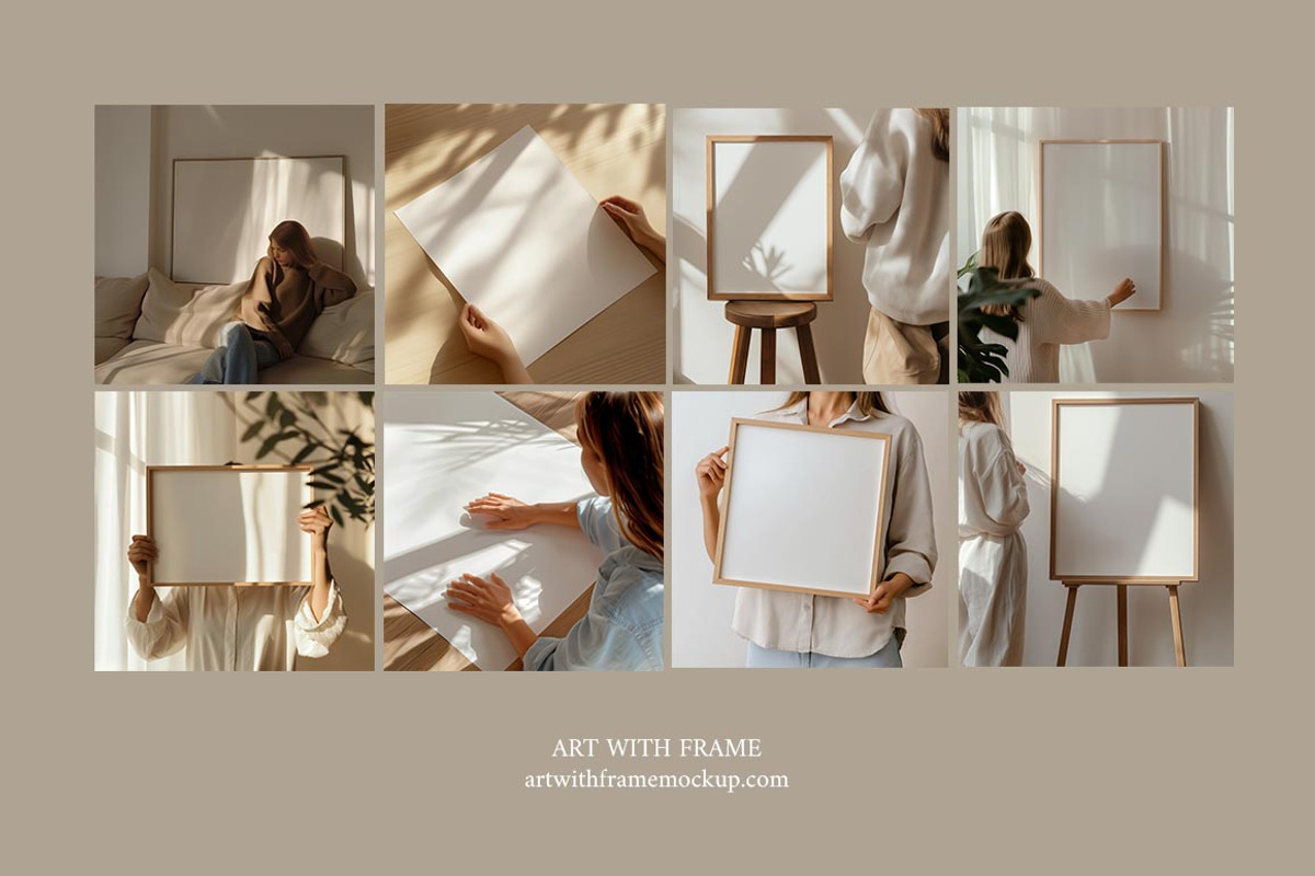 10 Frame Mockup with person 3, a Merchandise Mockup by ArtwithFrame (Photo 12 of 14)