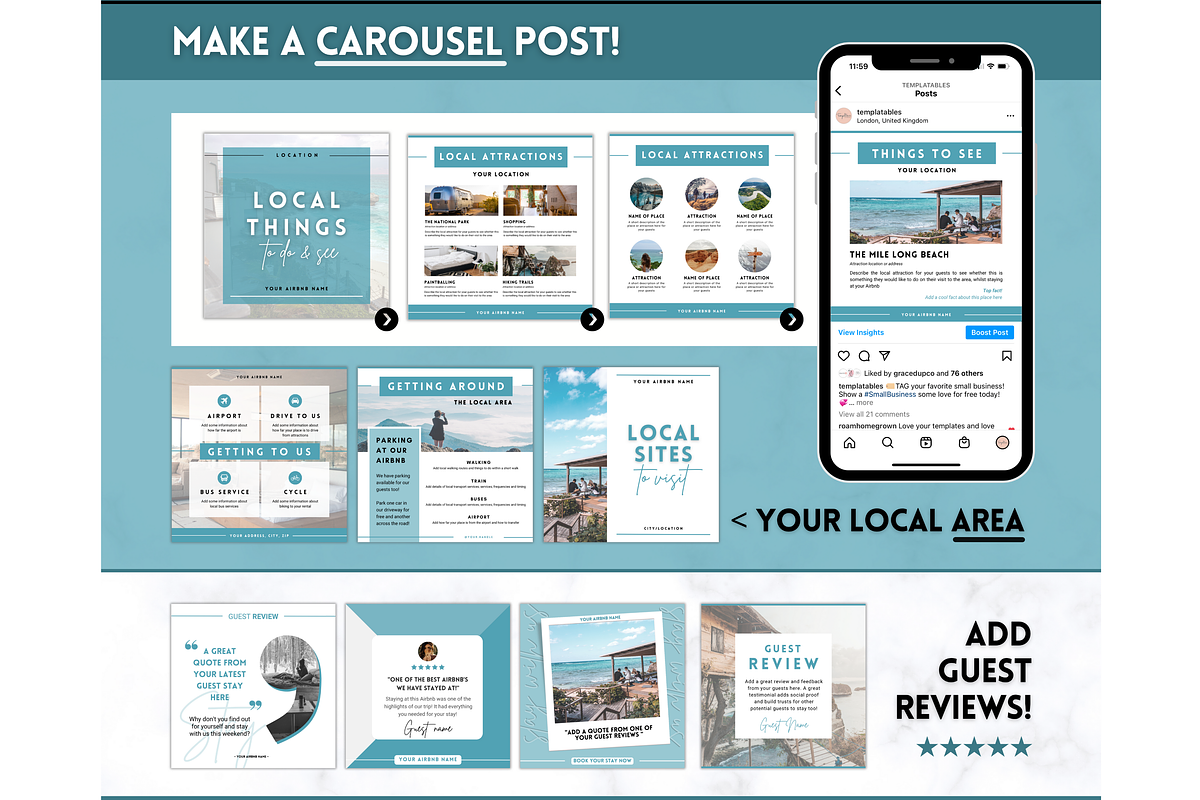 Instagram Post Templates for Airbnb, a Social Media Template by Templatables (Photo 7 of 11)