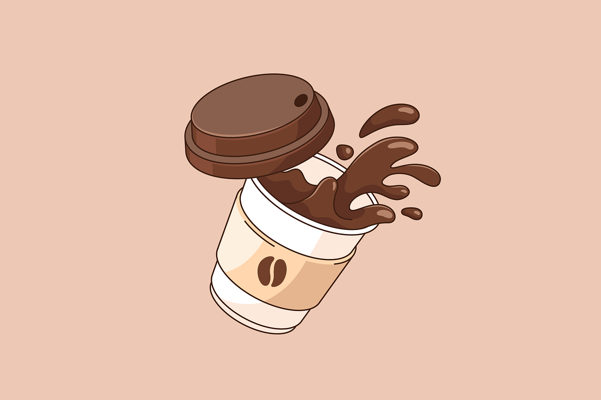 Splashing, spilled cup of coffee, an Illustration by Cmeree (Photo 3 of 3)