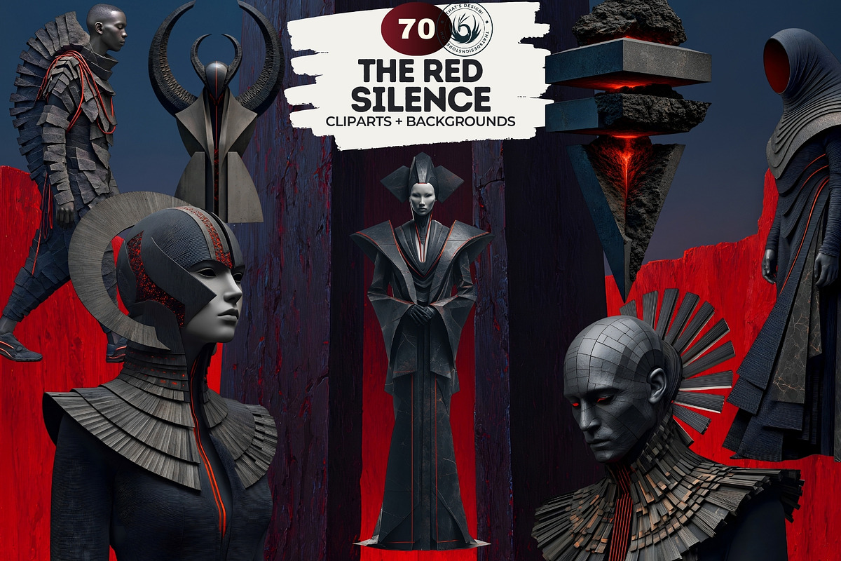 The Red Silence Cliparts, a Decorative Illustration by ThatsDesignArt (Photo 1 of 17)