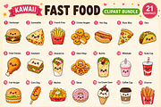 Kawaii Fast Food Clipart Collection, a Food Illustration by QM_ART (Thumbnail 2 of 4)