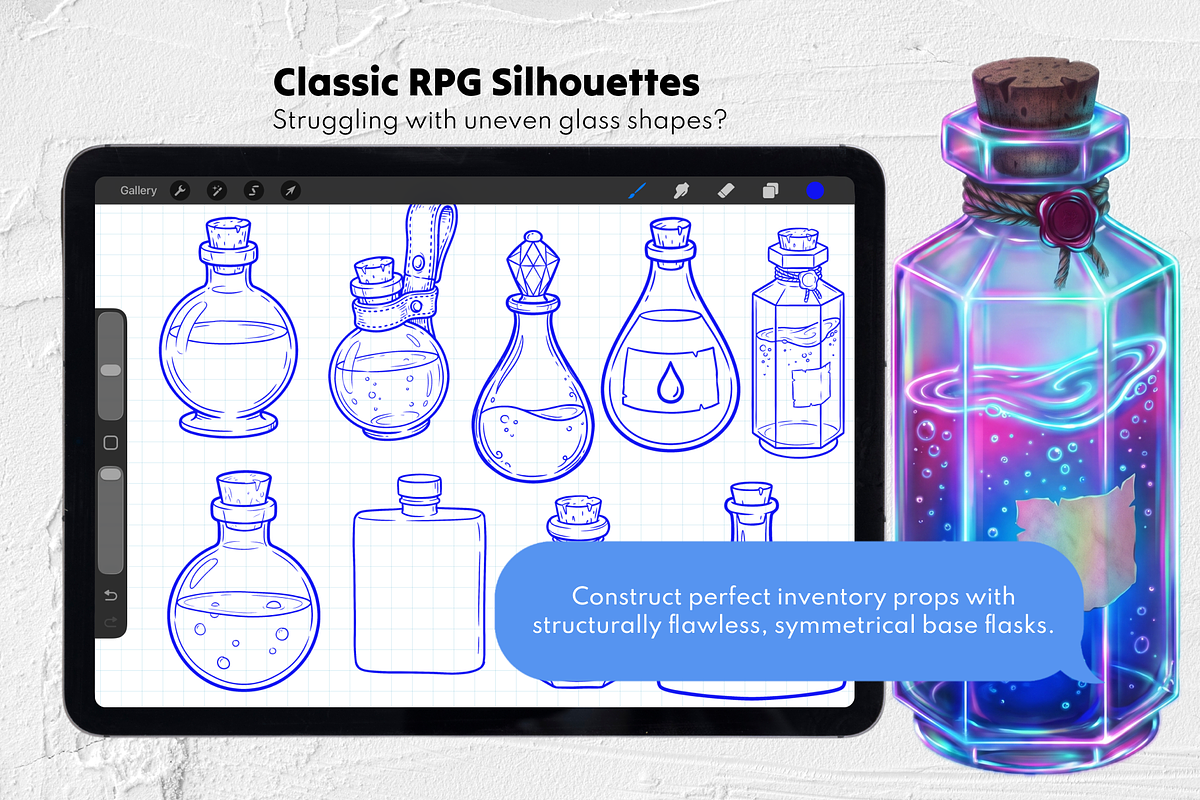 Potion & Poison Bottles Stamps, a Brush Add-On by Selentaori Studio (Photo 5 of 12)