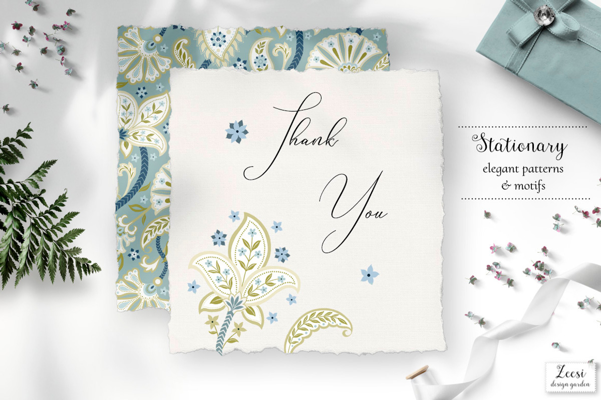 Powder Blue Paisley, a Pattern Graphic by Zeesi Design Garden (Photo 2 of 8)