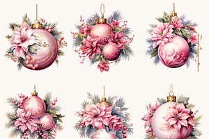 Pink Christmas Ornaments Clipart