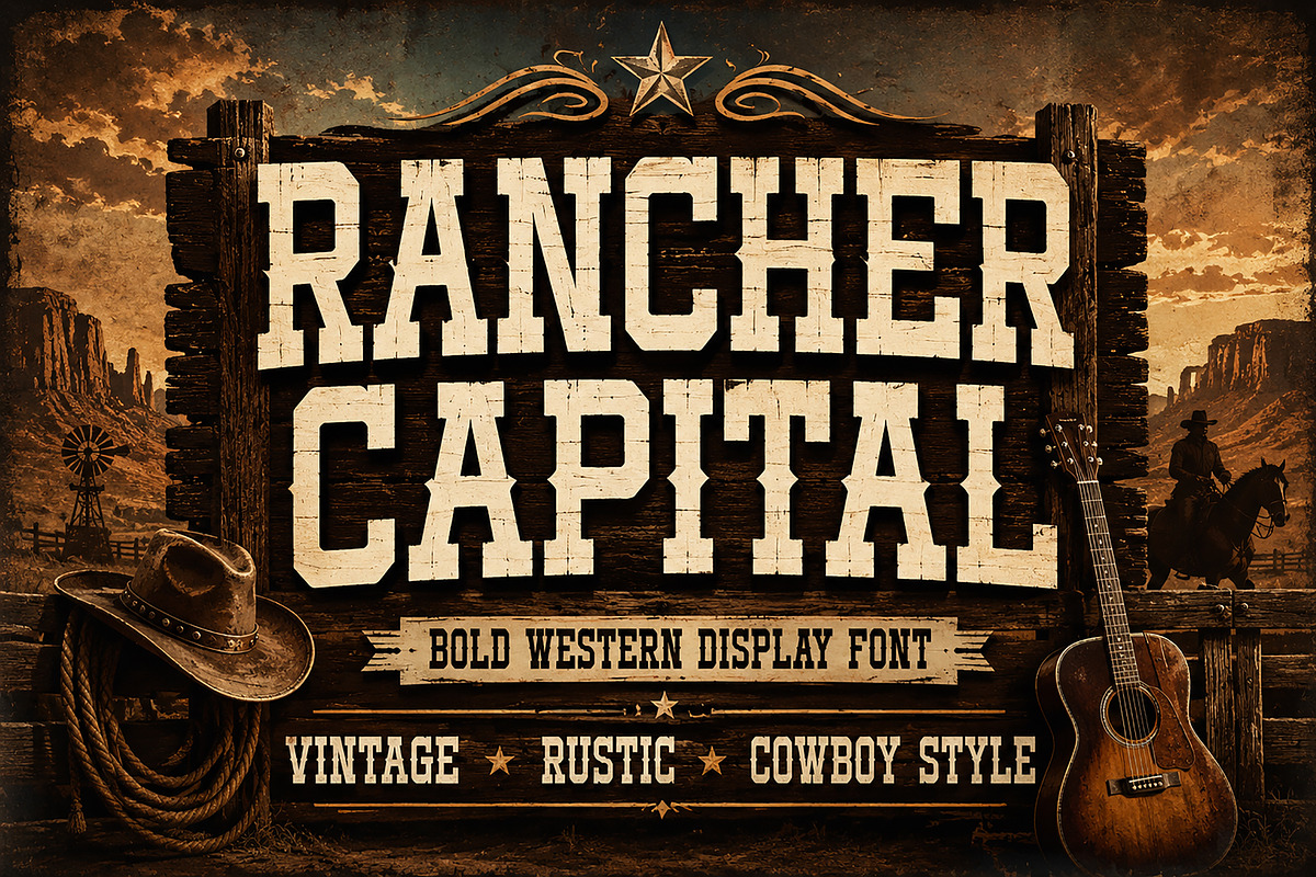 Rancher Capital, a Slab Serif Font by Wow Magic (Photo 3 of 5)