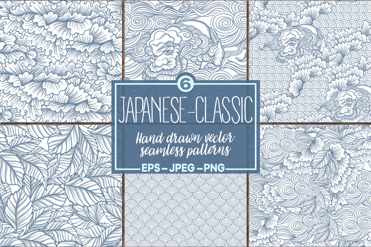 Japanese seamless patterns set, a Pattern Graphic by Elen-Lane (Photo 1 of 7)