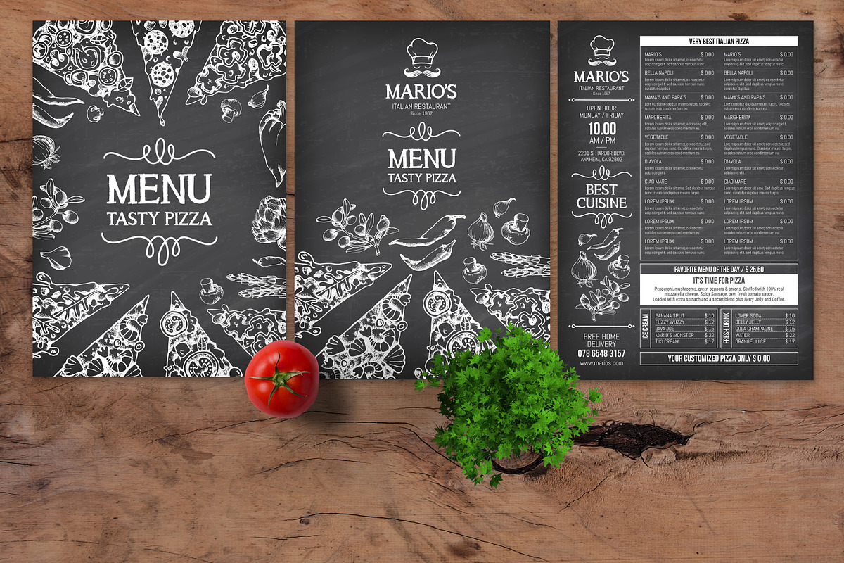 Pizzeria Restaurant Menu Template, a Stationery Template by Pingebat (Photo 2 of 3)