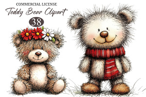 Watercolor Teddy Bear Clipart, an Illustration by designcity5