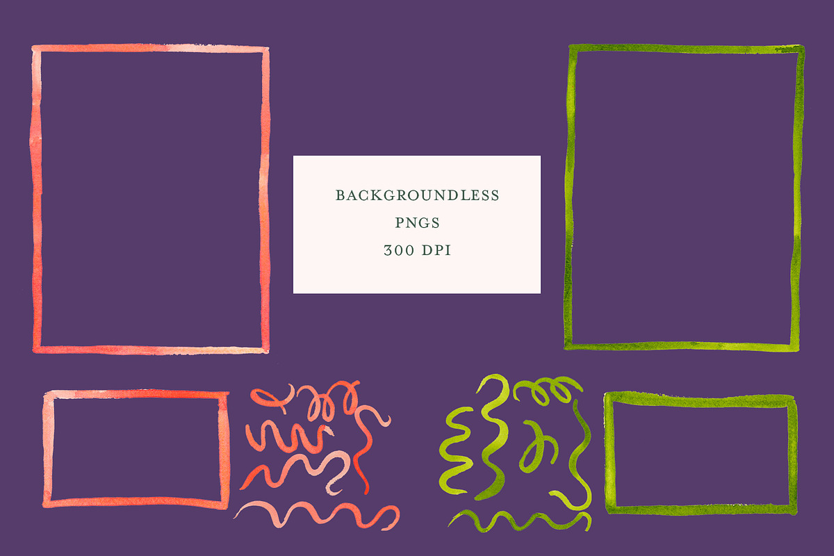 Coral and Green Frames + Squiggles, a Decorative Illustration by Lavender And Sea (Photo 6 of 6)