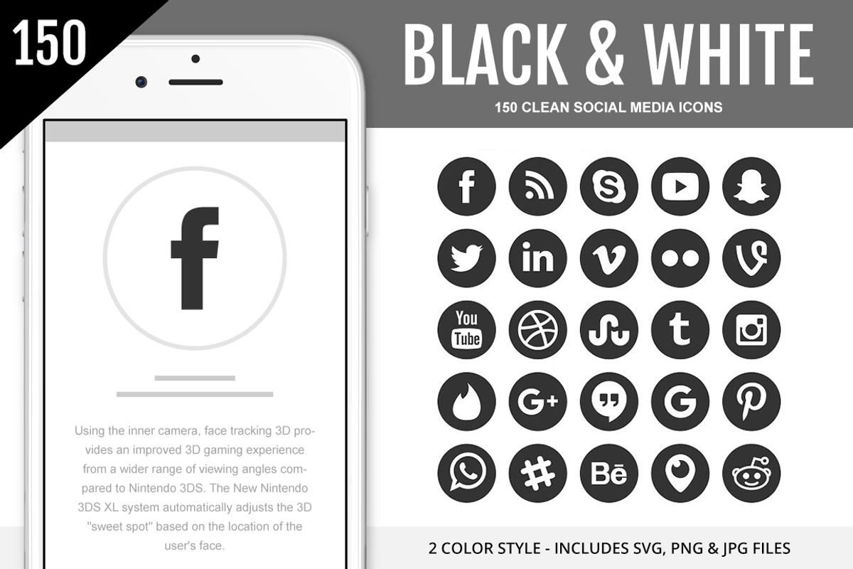 150 Clean Social Media Icons, an Icon by Designs By Alfredo (Photo 3 of 5)