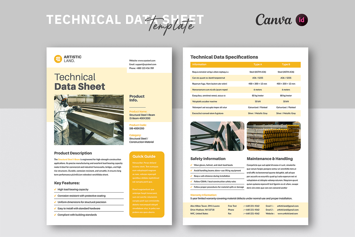 Technical Data Sheet, a Flyer Template by ArtisticLand (Photo 1 of 5)