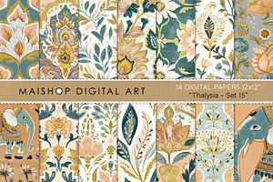 Vintage Indian Heritage Floral Art, a Pattern Graphic by Maishop