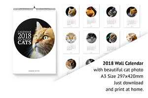 2018 Wall Calendar with cats.