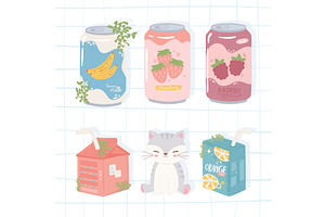 soda hand drawn set, a Food Illustration by studiogstock