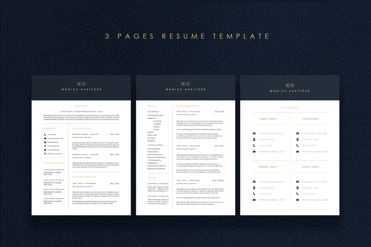 3 Pages Elegant Resume/CV Template M, a Resume Template by Showy68 Template (Photo 2 of 5)